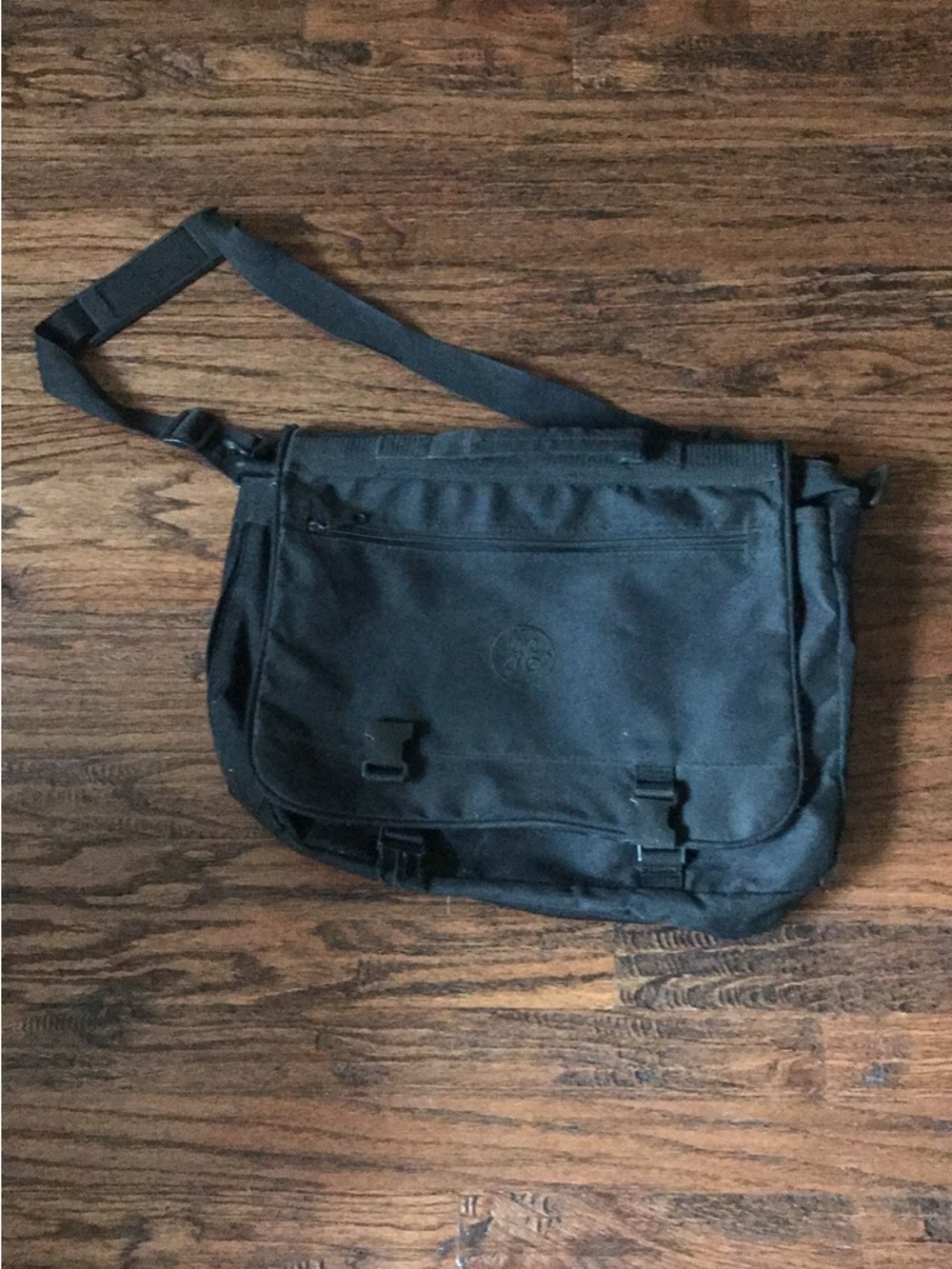 Black Men's Canvas Messenger Bag with Adjustable Strap